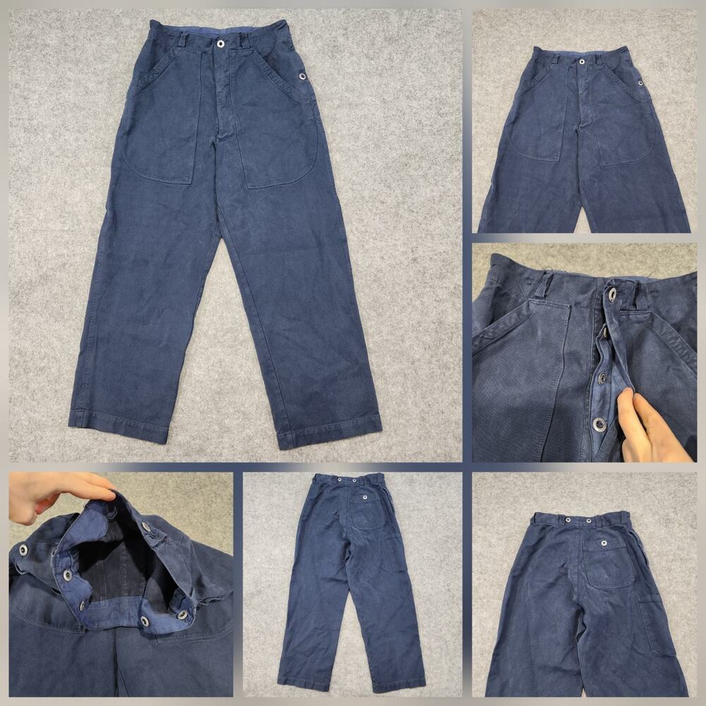 VTG USN United States Navy Utility Pants Trousers 28x26 Button Fly Pants Blue‎